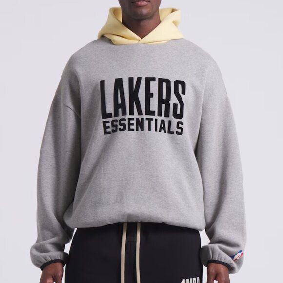 Fear of God x Los Angeles Lakers Essentials Unisex Hoodie in Grey Size L NWT - Picture 1 of 10